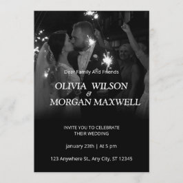 Convite Black and White Gradient Wedding Invitation