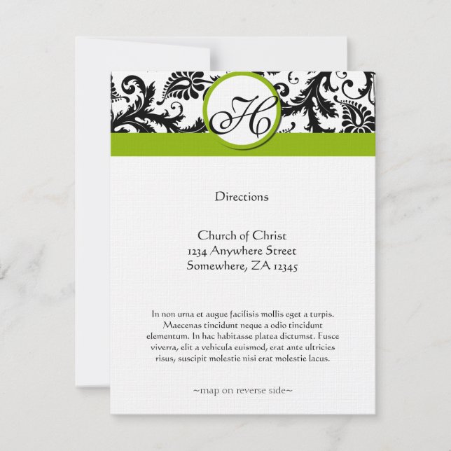 Convite Black and White & Green Enclosure Card (Frente)