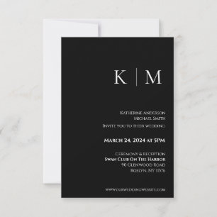 Convite Black and White-Monograma-Casamento-
