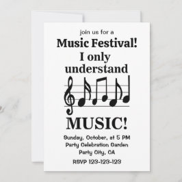 Convite Black and White Music Notes Music Festival