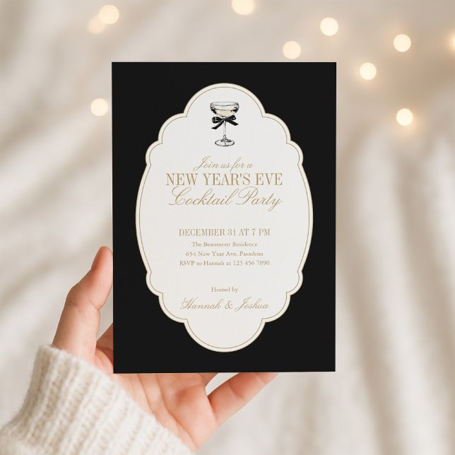 Convite Black and White New Year's Eve Party Invitation (Criador carregado)