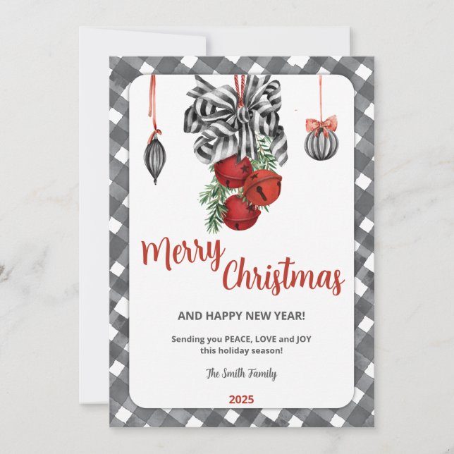 Convite Black and White Noël Christmas Invitation (Frente)