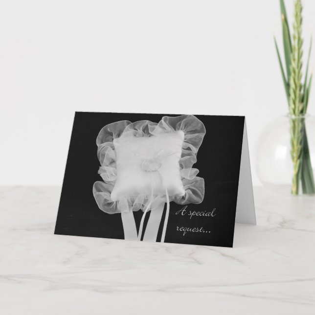 Convite Black and White Ring Bearer Special Request Card (Frente)