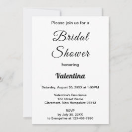 Convite Black and White Typography Bridal Shower