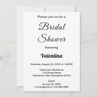 Convite Black and White Typography Bridal Shower