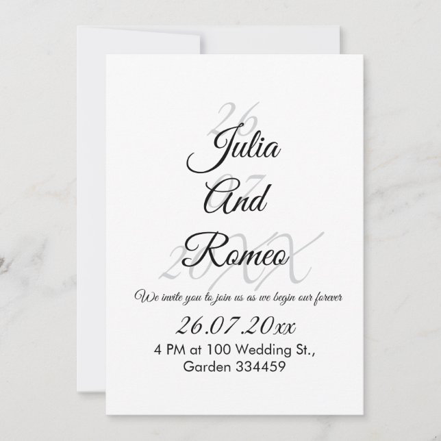 Convite Black and White wedding invitation.  (Frente)