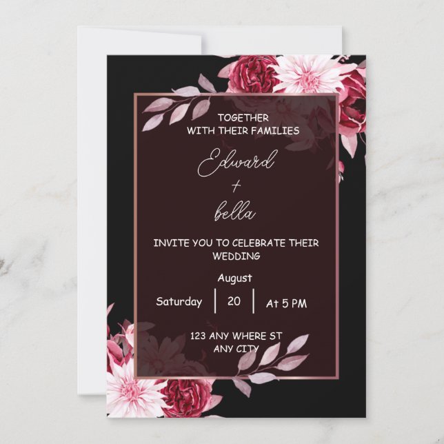 Convite black and white wedding invitation (Frente)