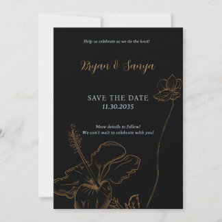 Convite Black and Yellow Sketch Save the Date Invitation