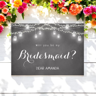 Convite Black Be My Bridesmaid Mason Jar Chalkboard