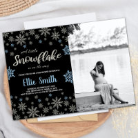 Black Blue Winter Baby Shower Invations w foto