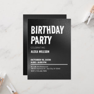 Convite Black Bold Grunge Birthday