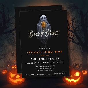 Convite Black Boos & Brews Fantasma Halloween