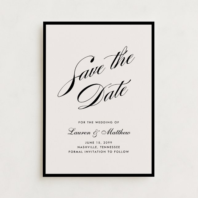 Convite Black Border Ivory Modern Save the Date (Criador carregado)