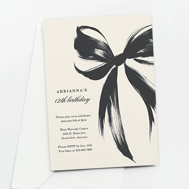 Convite Black Bow Coquette Birthday Invitation (Criador carregado)