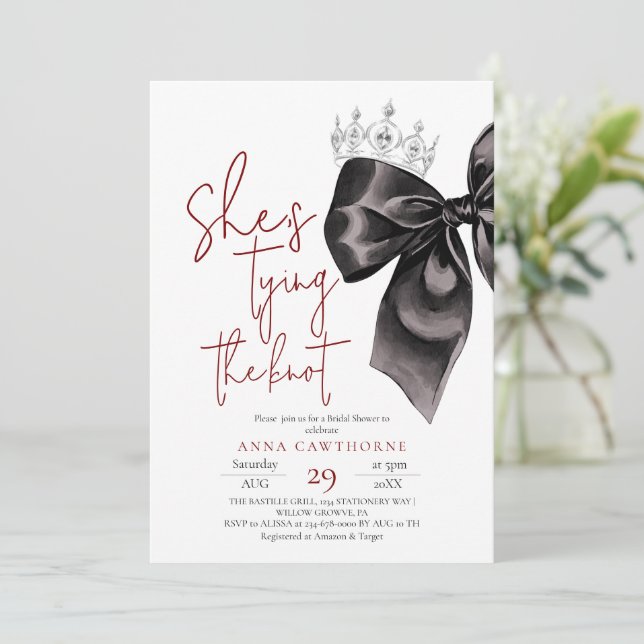 Convite Black Bow ⎮Elegance Bridal Shower (Em pé/Frente)