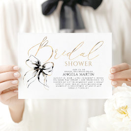 Convite Black Bow Elegant Romantic Modern Bridal Shower