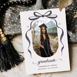 Convite Black Bow Graduation Open House Party Invitation