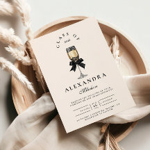 Black Bow Pearl Champagne Graduation