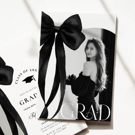 Convite Black Bow Photo Graduation Invitation