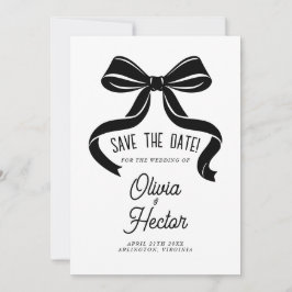 Convite Black Bow Save the Date Casamento Moderno