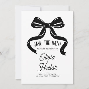 Convite Black Bow Save the Date Casamento Moderno