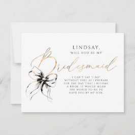 Convite Black Bow Whimsical Modern Bridesmaid Proposal