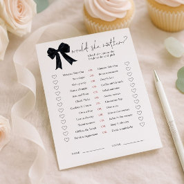Convite Black Bow Would She Rather Bridal Shower Game Card