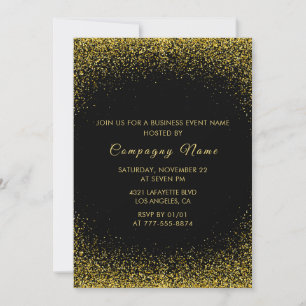 Convite Black Business party convida o Glitter Dourado