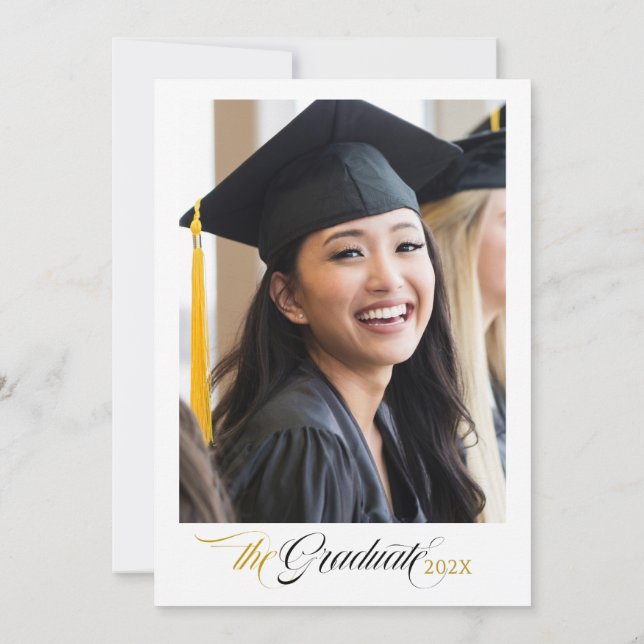 Convite Black Calligraphy Custom Photo (Verso)