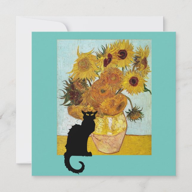 Convite Black Cat e Van Gogh Sunflower (Frente)