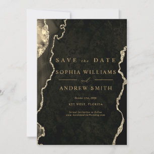 Convite Black & Champagne Gold Moderno Salve a Data