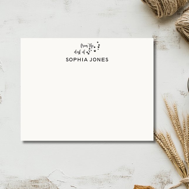 Convite Black Classic Paw Print Stationery Note Card (Criador carregado)