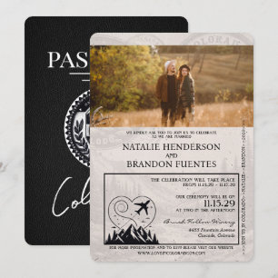 Convite Black Colorado Passport Wedding