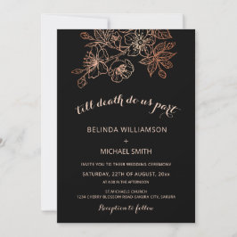 Convite Black Copper Floral | Casamento Gótico