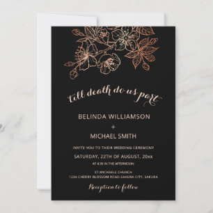 Convite Black Copper Floral Casamento Gótico