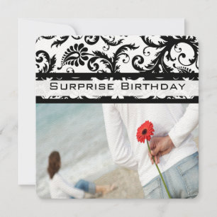 Convite Black Damask Swirls Birthday Invitations