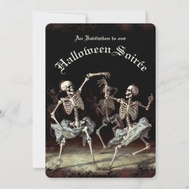 Convite Black Death Dancing Skeletons Halloween