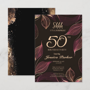 Convite Black Dourado Agate Surprise 50º aniversário