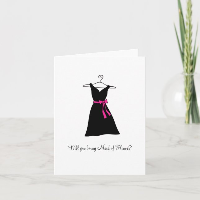 Convite Black Dress, Will you be my Maid of Honor? (Frente)