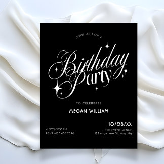 Convite Black elegant birthday