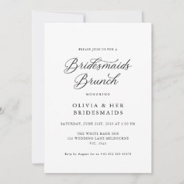 Convite Black Elegant Modern Script Bridesmaids Brunch