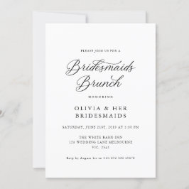 Convite Black Elegant Modern Script Bridesmaids Brunch