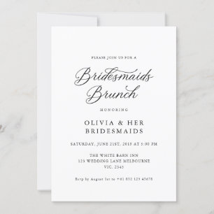 Convite Black Elegant Modern Script Bridesmaids Brunch