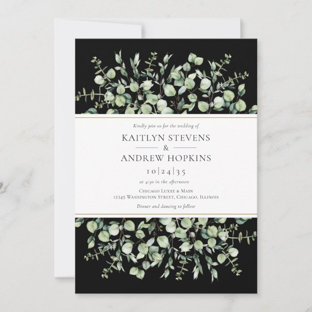 Convite Black Eucalyptus  Wedding (Frente)