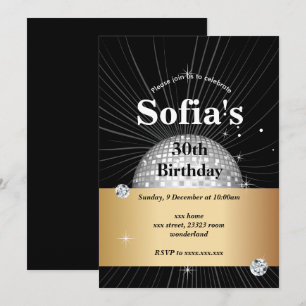 Convite BLACK, festa na discoteca, 70 anos, festa de danç