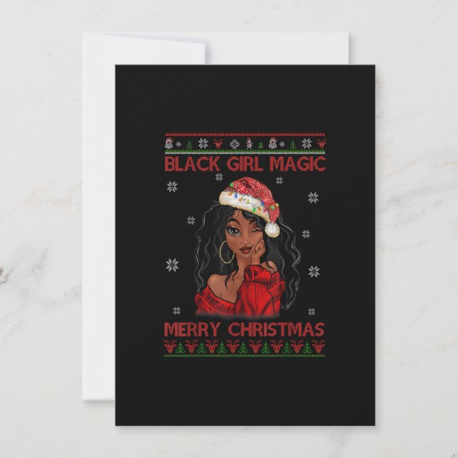 Convite Black Girl Magic Feliz Natal Afro-Americano (Frente)