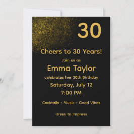 Convite Black & Gold Customizable Birthday Invitation