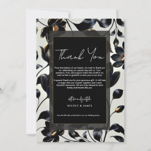 Convite Black & Gold Floral Greige Agradecimento de Casame