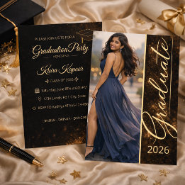 Convite Black Gold Grad Glow Invitation