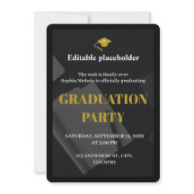 Black Gold Graduation Party Editable Invitation
